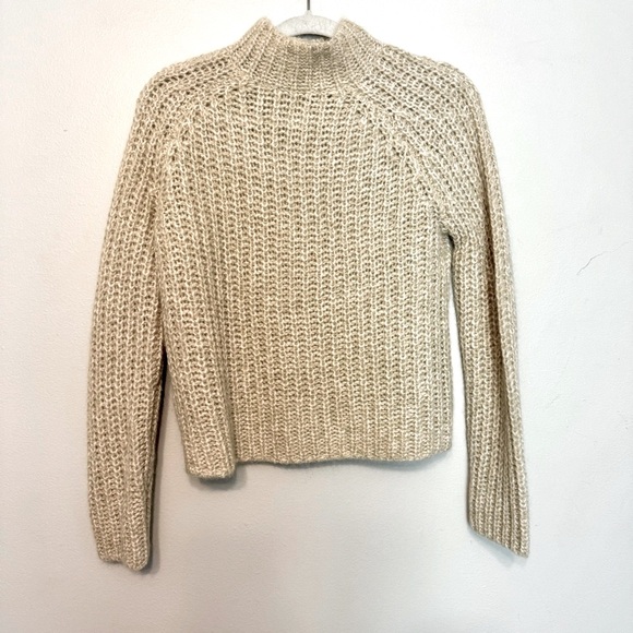 VINCE Marled Shaker Stitch Raglan Sleeve Pullover Fisherman Sweater - Picture 3 of 9